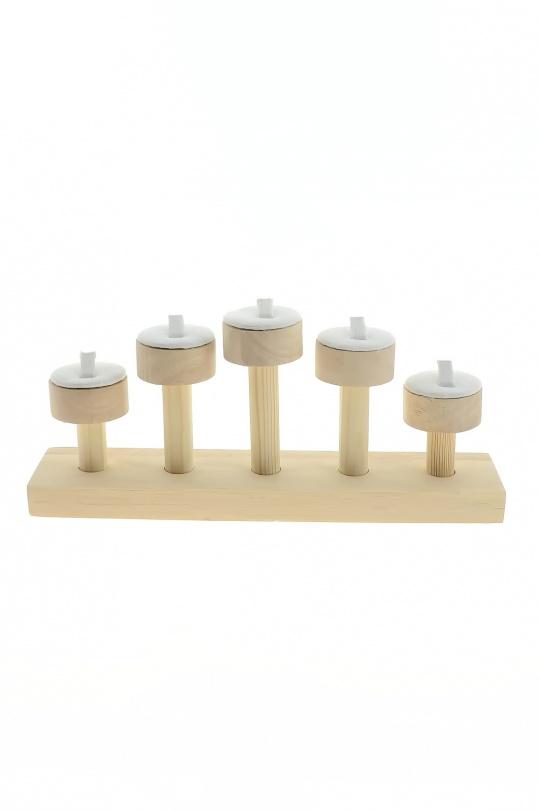 Expositor Complementos Beige LILY CONTI 8071-PRÉSENTOIR EN BOIS ET LIN POUR BAGUES Efashion Paris