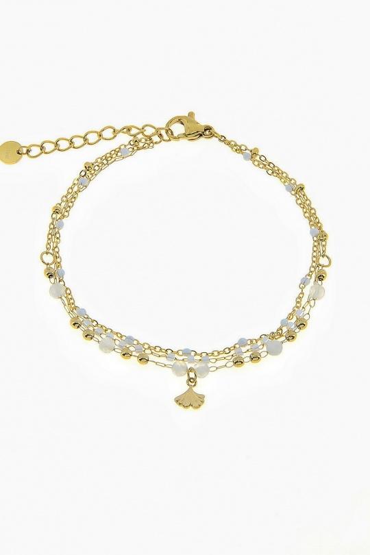 Bracelets Accessoires Blanc LILY CONTI A0672B-BRACELET 3 RANG EN ACIER INOXYDABLE, PIERRES NATURELLES, ÉMAIL Efashion Paris
