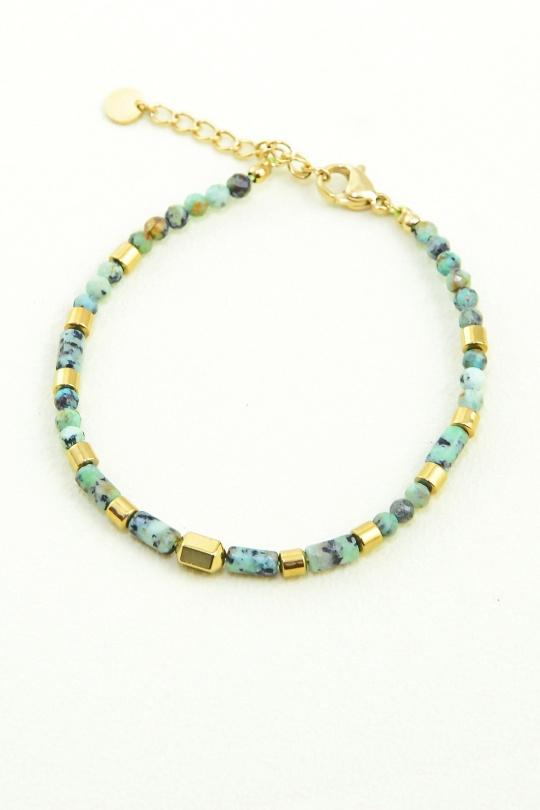 Pulseras Complementos Green LILY CONTI AL0396B-BRACELET EN ACIER INOXYDABLE, PIERRES NATURELLES. Efashion Paris