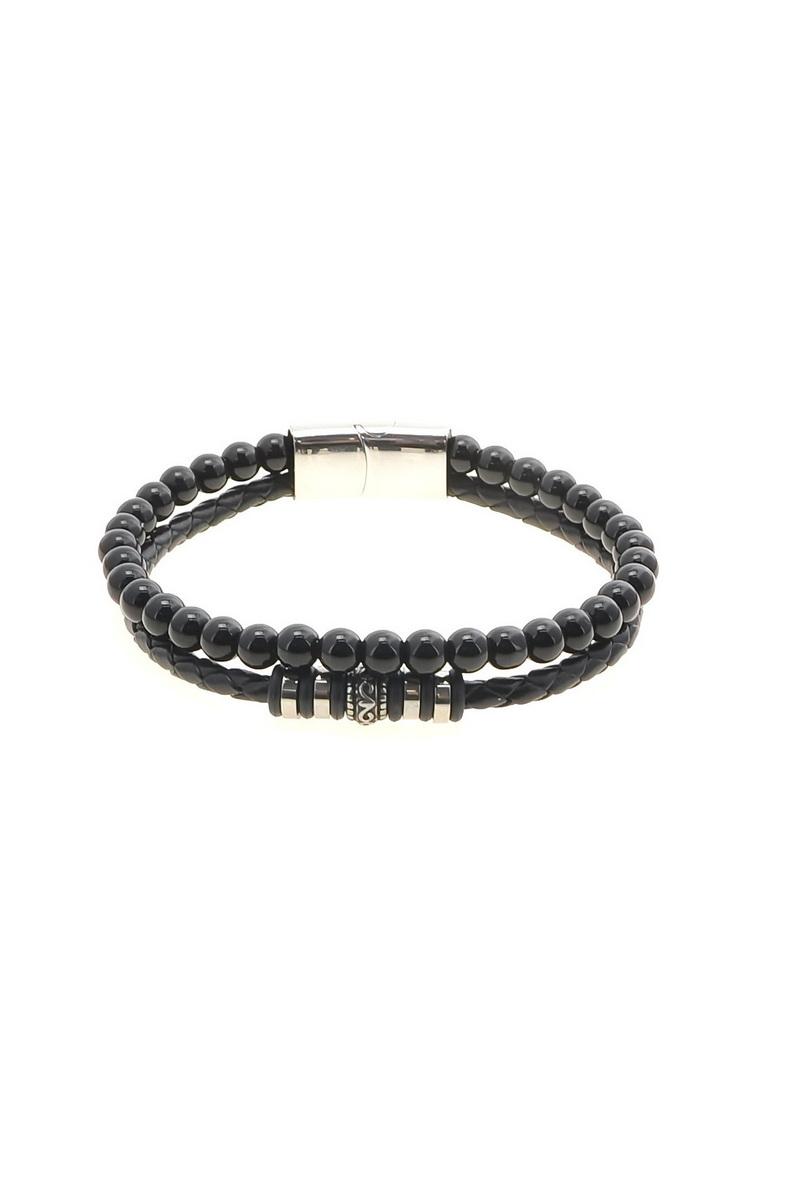 Bracelets Accessoires Noir LILY CONTI H3106B-BRACELET HOMME-ACIER INOXYDABLE-PIERRES #c Efashion Paris