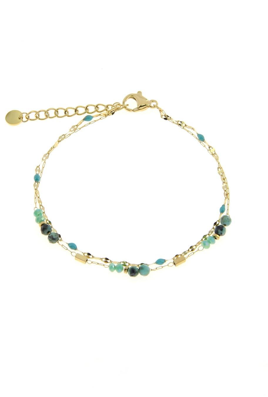 Pulseras Complementos Green LILY CONTI A0667B-BRACELET 2 RANGS EN ACIER INOXYDABLE #c Efashion Paris