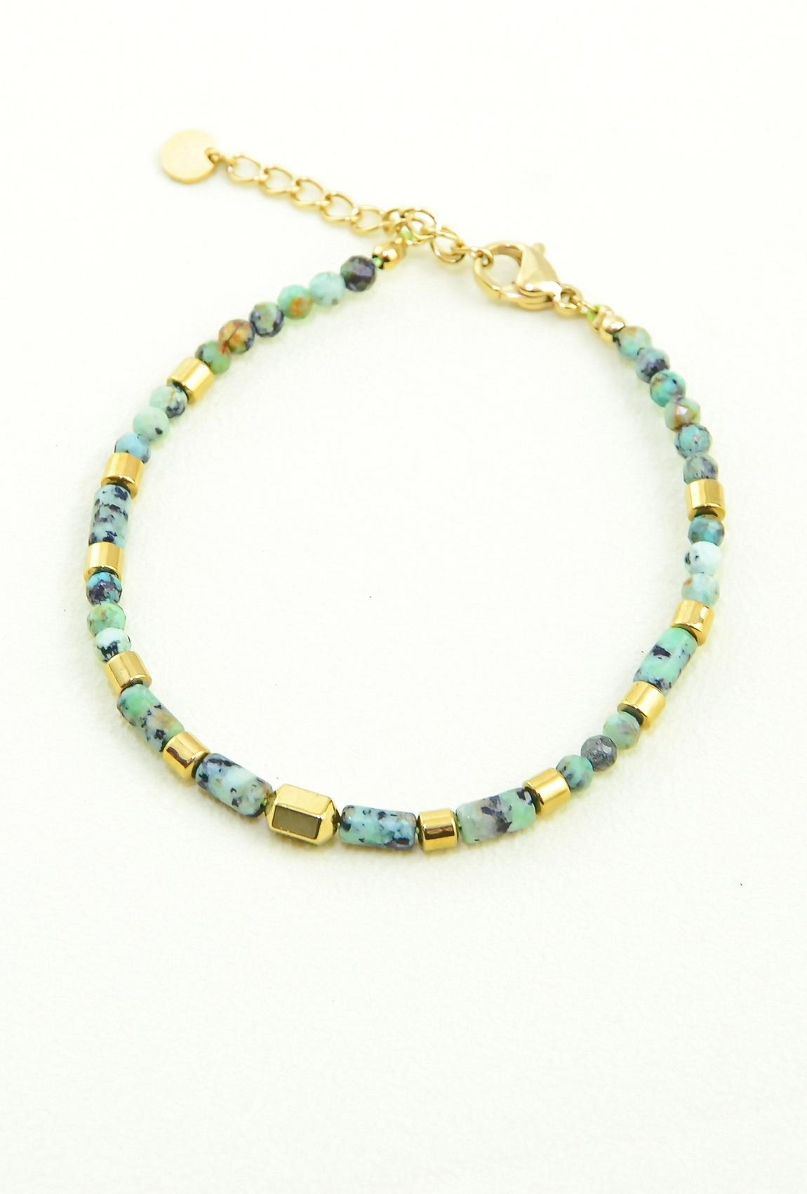 Pulseras Complementos Green LILY CONTI AL0396B-BRACELET EN ACIER INOXYDABLE, PIERRES NATURELLES. #c Efashion Paris