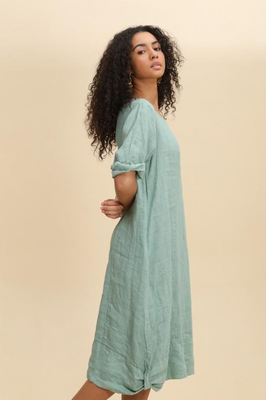 Robes mi-longues Femme Vert pomme LA MAISON DES FIBRES NATURELLES 29135 ROBE EN LIN COL ROND Efashion Paris