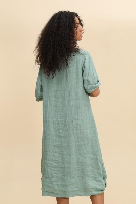 Robes mi-longues Femme Vert pomme LA MAISON DES FIBRES NATURELLES 29135 ROBE EN LIN COL ROND Efashion Paris