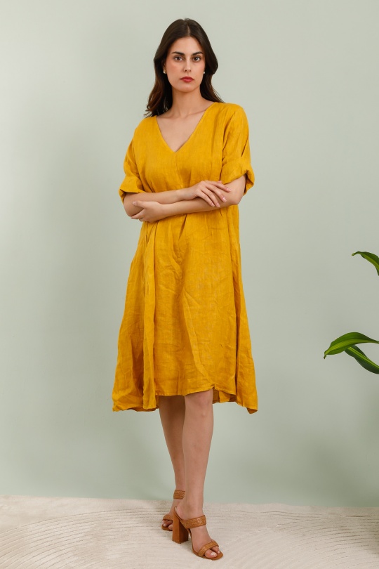 Vestidos a media pierna Mujer Mustard LA MAISON DES FIBRES NATURELLES 26255 Efashion Paris