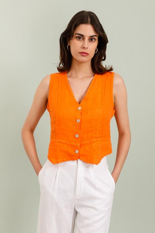 Gilets Femme Orange LA MAISON DES FIBRES NATURELLES 79055 Efashion Paris