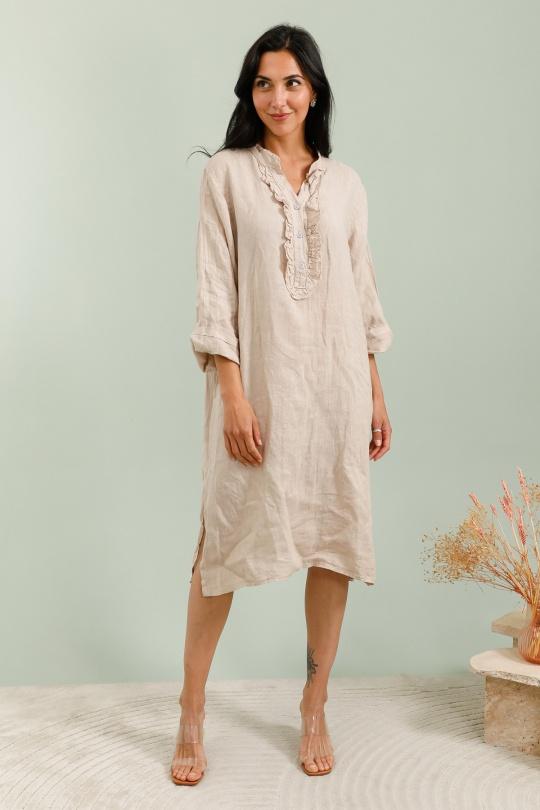 Midi dresses Women Beige LA MAISON DES FIBRES NATURELLES 20222 Efashion Paris