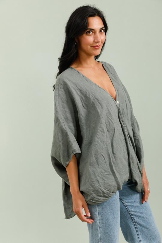 Blouses Women Olive Green LA MAISON DES FIBRES NATURELLES 86068 Efashion Paris