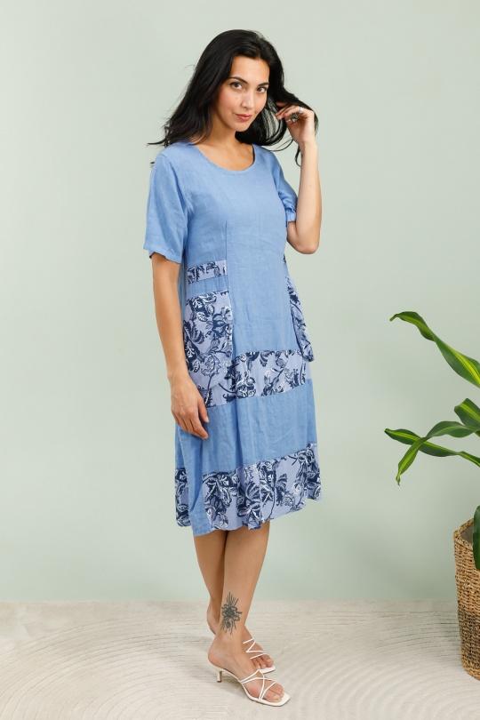 Robes mi-longues Femme Bleu azur LA MAISON DES FIBRES NATURELLES 825999 Efashion Paris