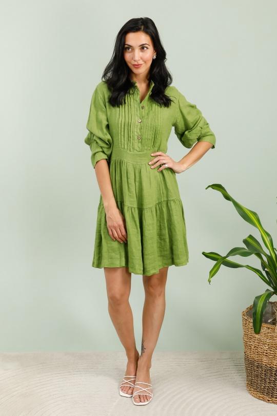 Robes mi-longues Femme Vert Olive LA MAISON DES FIBRES NATURELLES 8329 Efashion Paris