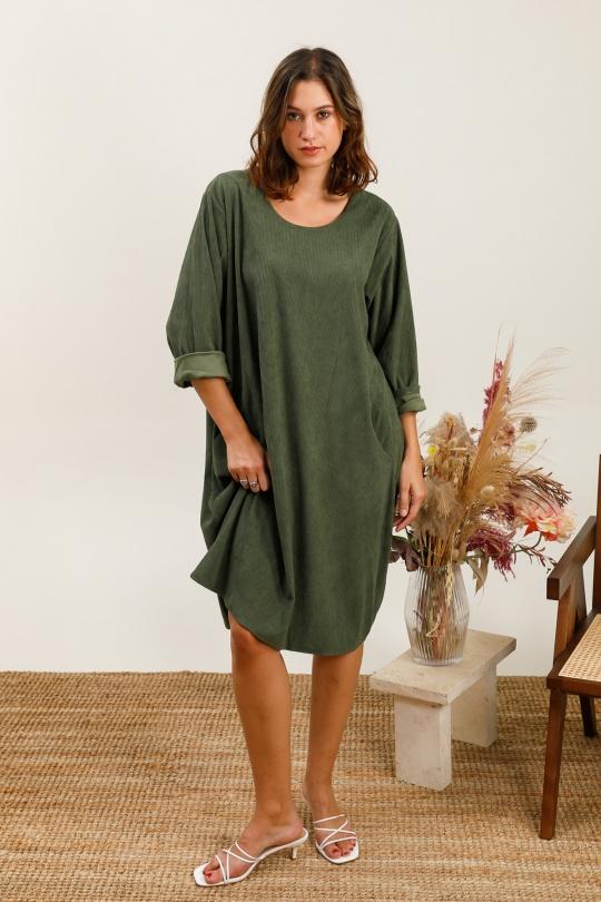 Robes mi-longues Femme Kaki LA MAISON DES FIBRES NATURELLES 8745 Efashion Paris