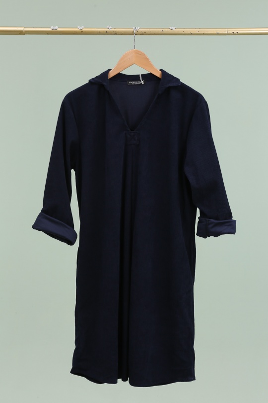 Robes mi-longues Femme Marine LA MAISON DES FIBRES NATURELLES 8216VELOURSFLUIDE Efashion Paris