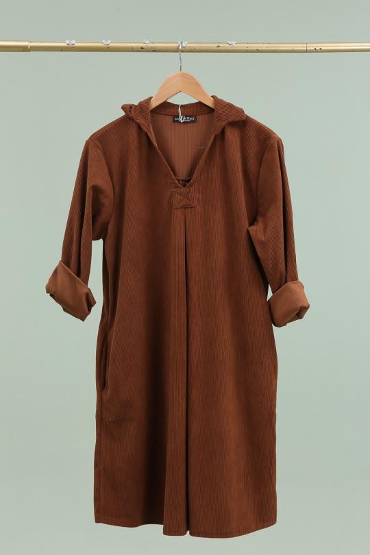 Robes mi-longues Femme Rouille LA MAISON DES FIBRES NATURELLES 8216VELOURSFLUIDE Efashion Paris