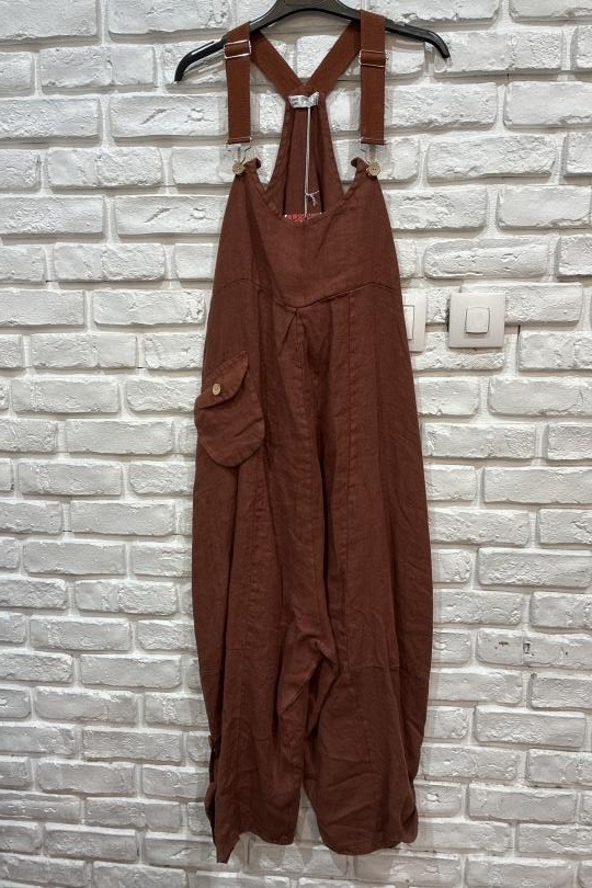 Combinaisons Femme Bleu azur LA MAISON DES FIBRES NATURELLES 86329 COMBINAISON EN LIN Efashion Paris