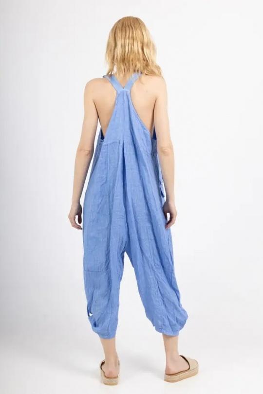 Combinaisons Femme Bleu azur LA MAISON DES FIBRES NATURELLES 86329 COMBINAISON EN LIN Efashion Paris