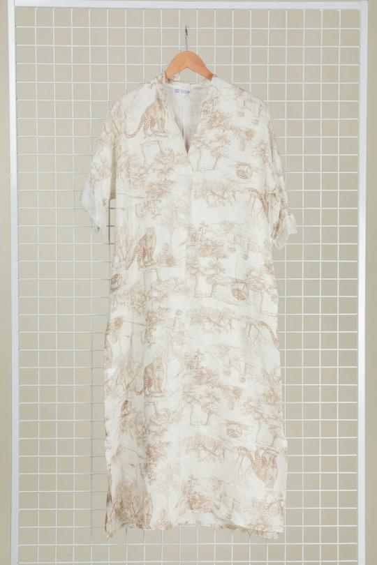 Robes longues Femme Camel LA MAISON DES FIBRES NATURELLES 829340 ROBE EN LIN TOILE DE JOUY Efashion Paris