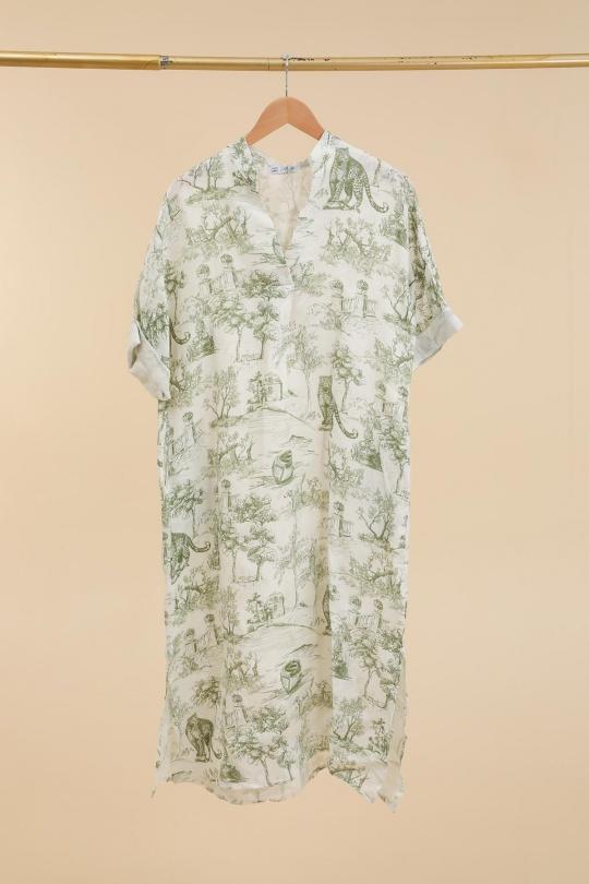 Robes longues Femme Camel LA MAISON DES FIBRES NATURELLES 829340 ROBE EN LIN TOILE DE JOUY Efashion Paris