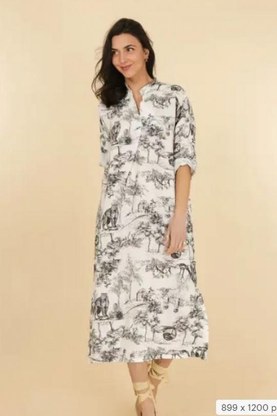 Robes longues Femme Camel LA MAISON DES FIBRES NATURELLES 829340 ROBE EN LIN TOILE DE JOUY Efashion Paris