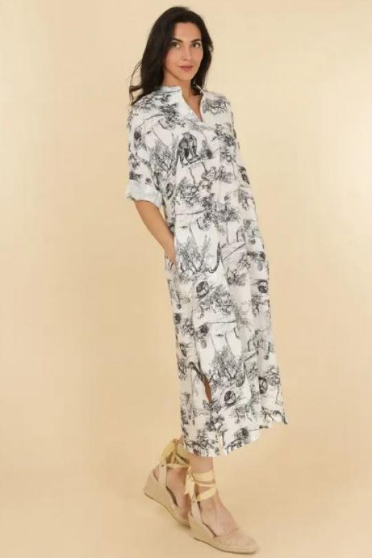 Robes longues Femme Camel LA MAISON DES FIBRES NATURELLES 829340 ROBE EN LIN TOILE DE JOUY Efashion Paris