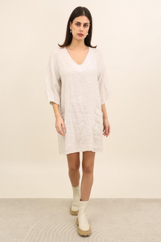 Short dresses Women Beige LA MAISON DES FIBRES NATURELLES 10489 Efashion Paris