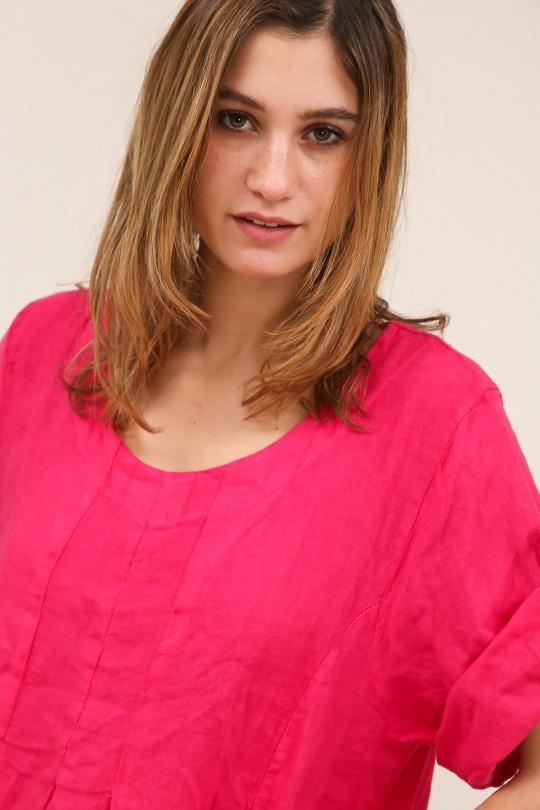 Robes mi-longues Femme Fuschia LA MAISON DES FIBRES NATURELLES 10198 ROBE EN LIN Efashion Paris