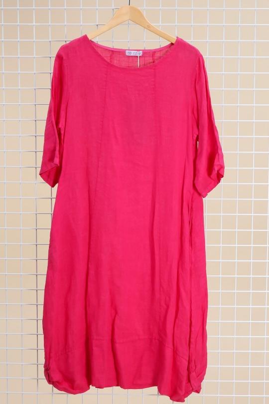 Robes mi-longues Femme Vert pomme LA MAISON DES FIBRES NATURELLES 29135 ROBE EN LIN COL ROND Efashion Paris