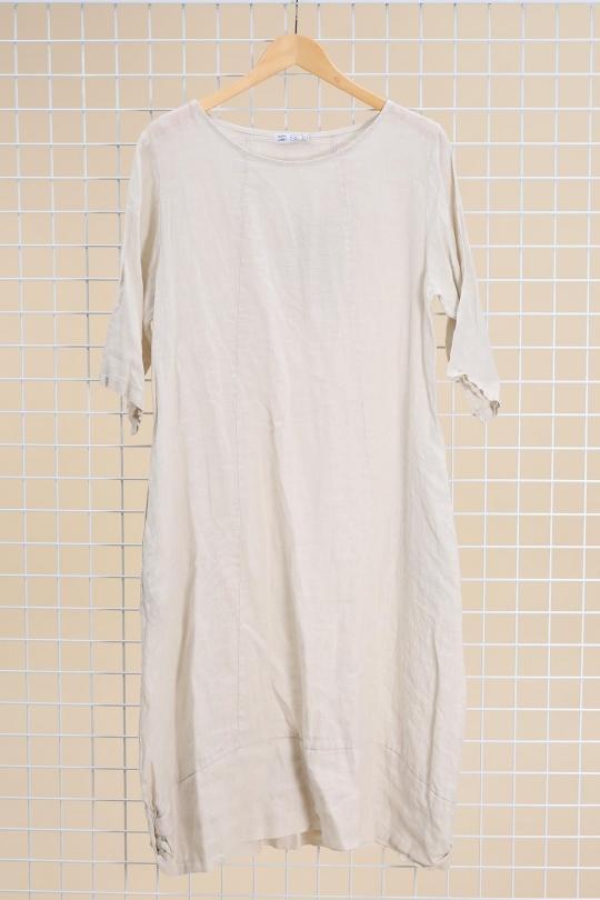 Robes mi-longues Femme Vert pomme LA MAISON DES FIBRES NATURELLES 29135 ROBE EN LIN COL ROND Efashion Paris