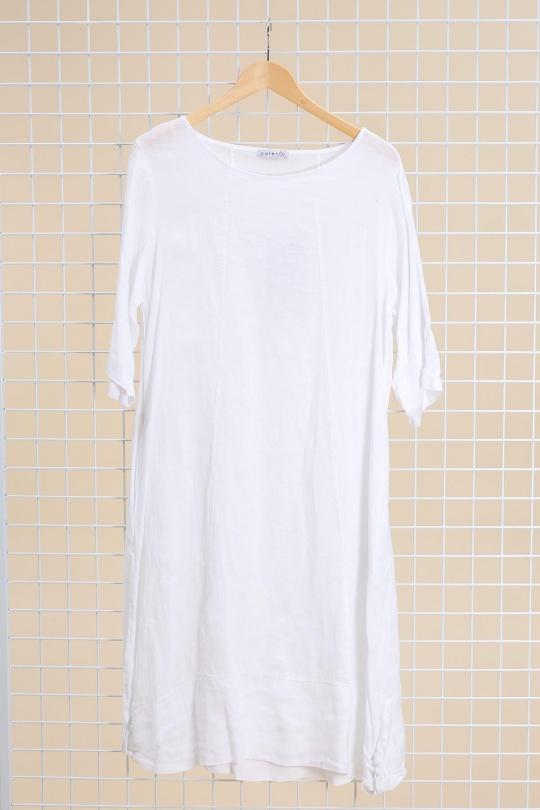 Robes mi-longues Femme Vert pomme LA MAISON DES FIBRES NATURELLES 29135 ROBE EN LIN COL ROND Efashion Paris