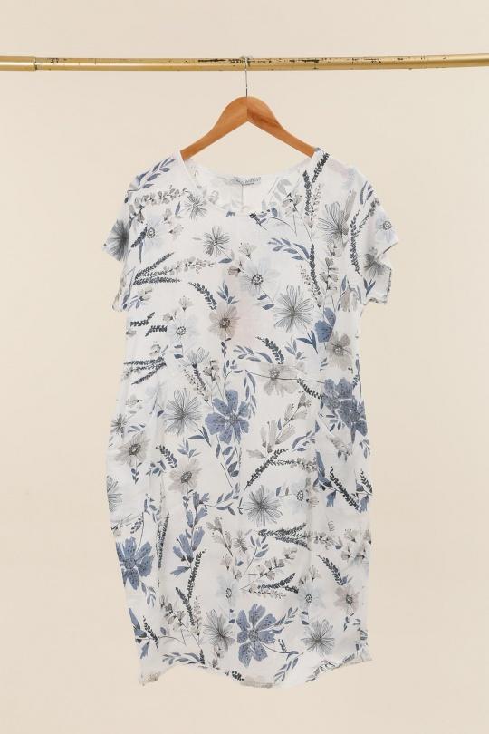 Robes mi-longues Femme Blanc LA MAISON DES FIBRES NATURELLES 3353 ROBE A FLEURS FINES Efashion Paris
