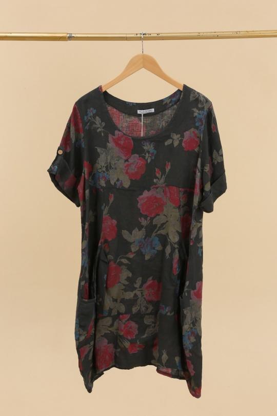 Robes mi-longues Femme Blanc LA MAISON DES FIBRES NATURELLES 3240 ROBE LARGE À FLEURS Efashion Paris