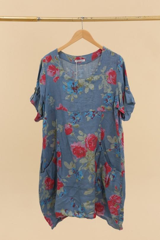 Robes mi-longues Femme Blanc LA MAISON DES FIBRES NATURELLES 3240 ROBE LARGE À FLEURS Efashion Paris