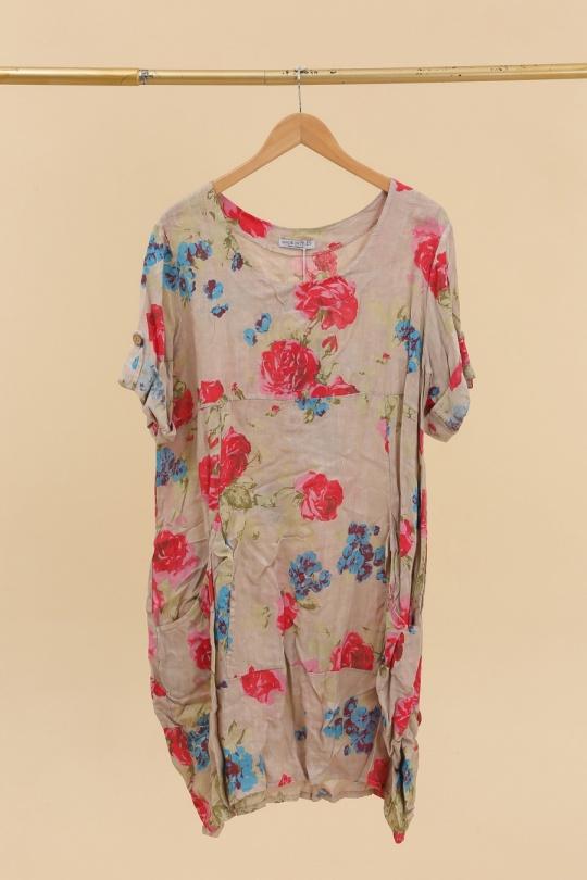 Robes mi-longues Femme Blanc LA MAISON DES FIBRES NATURELLES 3240 ROBE LARGE À FLEURS Efashion Paris