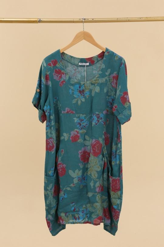 Robes mi-longues Femme Blanc LA MAISON DES FIBRES NATURELLES 3240 ROBE LARGE À FLEURS Efashion Paris