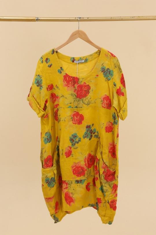 Robes mi-longues Femme Blanc LA MAISON DES FIBRES NATURELLES 3240 ROBE LARGE À FLEURS Efashion Paris