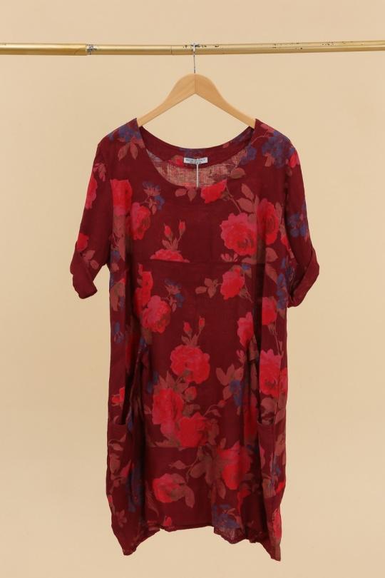 Robes mi-longues Femme Blanc LA MAISON DES FIBRES NATURELLES 3240 ROBE LARGE À FLEURS Efashion Paris