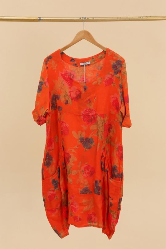 Robes mi-longues Femme Blanc LA MAISON DES FIBRES NATURELLES 3240 ROBE LARGE À FLEURS Efashion Paris