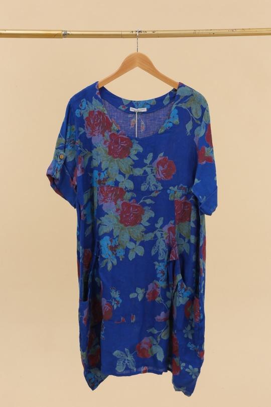 Robes mi-longues Femme Blanc LA MAISON DES FIBRES NATURELLES 3240 ROBE LARGE À FLEURS Efashion Paris