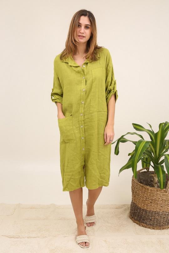 Midi dresses Women Anise green LA MAISON DES FIBRES NATURELLES 26360 Efashion Paris