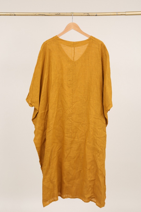 Robes longues Femme Camel LA MAISON DES FIBRES NATURELLES 26366 ROBE EN LIN BRODÉE Efashion Paris