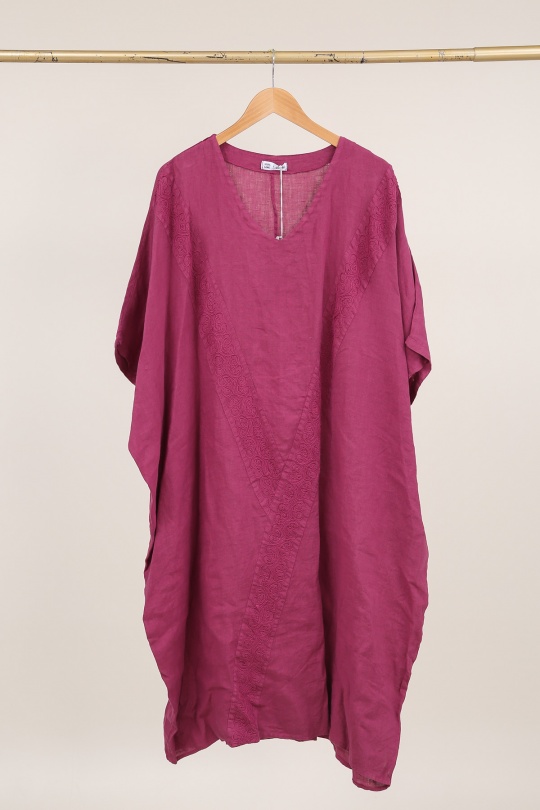 Robes longues Femme Camel LA MAISON DES FIBRES NATURELLES 26366 ROBE EN LIN BRODÉE Efashion Paris