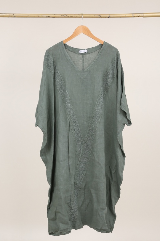 Robes longues Femme Camel LA MAISON DES FIBRES NATURELLES 26366 ROBE EN LIN BRODÉE Efashion Paris