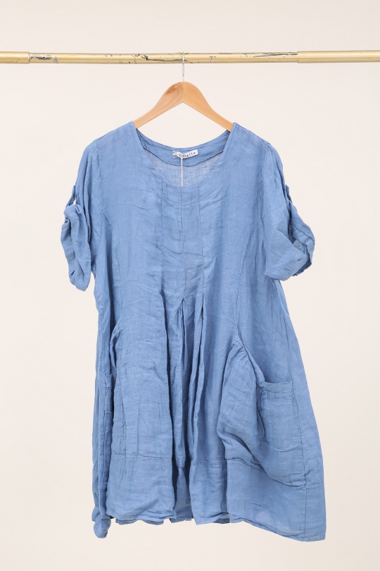 Robes mi-longues Femme Fuschia LA MAISON DES FIBRES NATURELLES 10198 ROBE EN LIN Efashion Paris