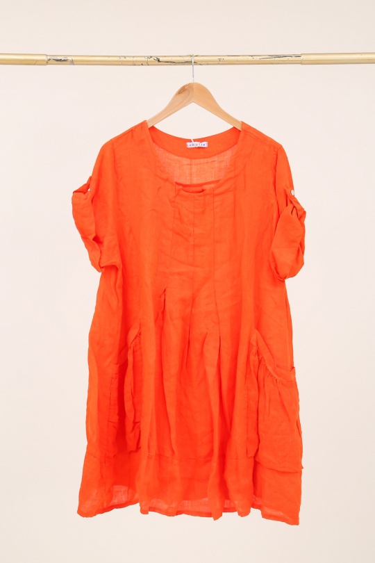 Robes mi-longues Femme Fuschia LA MAISON DES FIBRES NATURELLES 10198 ROBE EN LIN Efashion Paris