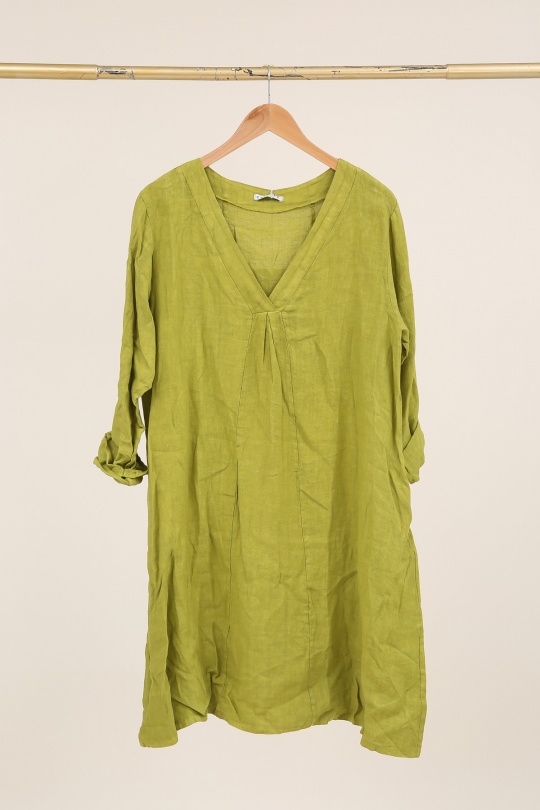 Robes mi-longues Femme Beige LA MAISON DES FIBRES NATURELLES 2961 ROBE EN LIN À PINCES Efashion Paris