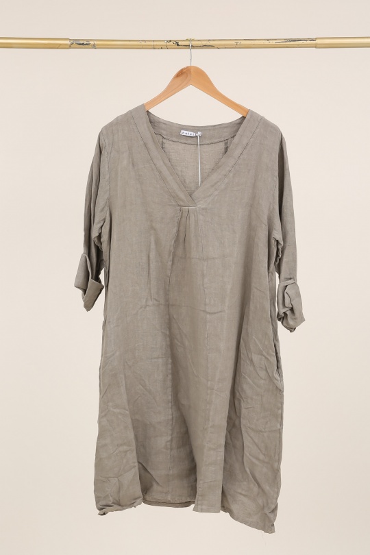 Robes mi-longues Femme Beige LA MAISON DES FIBRES NATURELLES 2961 ROBE EN LIN À PINCES Efashion Paris