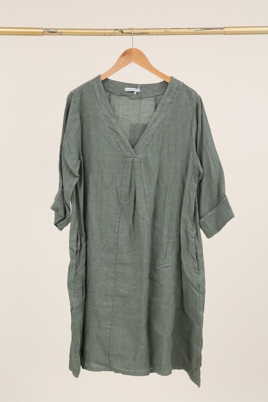 Robes mi-longues Femme Beige LA MAISON DES FIBRES NATURELLES 2961 ROBE EN LIN À PINCES Efashion Paris