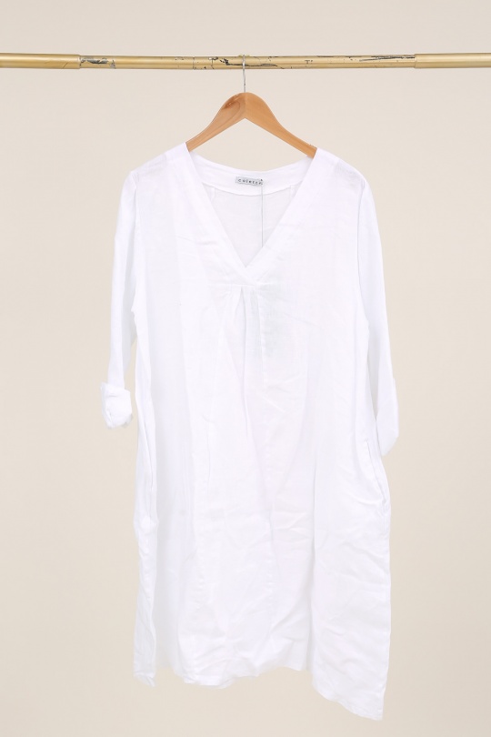 Robes mi-longues Femme Beige LA MAISON DES FIBRES NATURELLES 2961 ROBE EN LIN À PINCES Efashion Paris