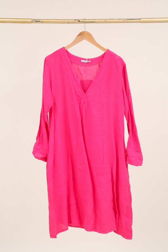 Robes mi-longues Femme Beige LA MAISON DES FIBRES NATURELLES 2961 ROBE EN LIN À PINCES Efashion Paris