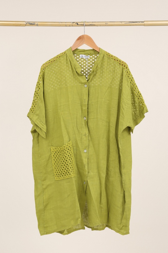 Chemises Femme Camel LA MAISON DES FIBRES NATURELLES 26353 TUNIQUE BOUTONÉE EN LIN Efashion Paris