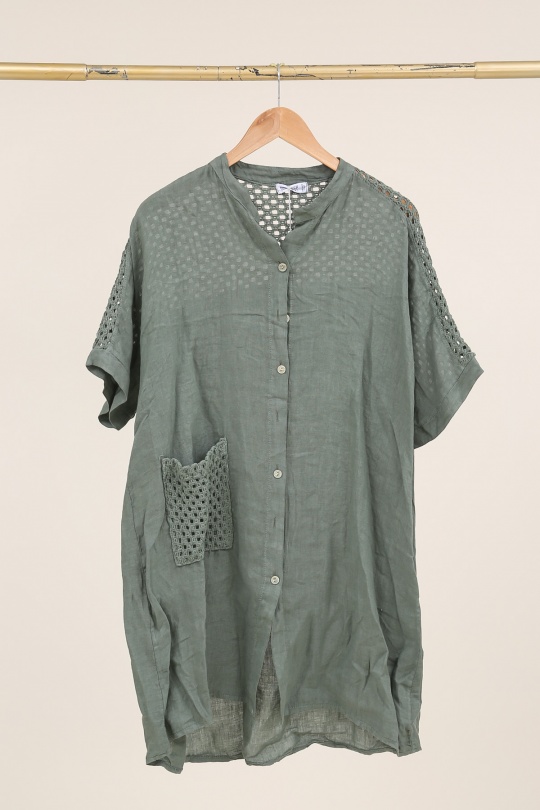 Chemises Femme Camel LA MAISON DES FIBRES NATURELLES 26353 TUNIQUE BOUTONÉE EN LIN Efashion Paris